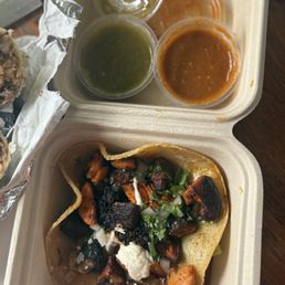 Sweet potato and mushroom taco.