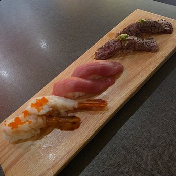 Seven Sushi & Robata - Sweet shrimp, bluefin toro, and wagyu beef nigiri - Sushi Bars Near Me - Houston, Texas Seven Sushi & Robata - Sweet shrimp, bluefin toro, and wagyu beef nigiri - Sushi Bars Near Me - Houston, Texas