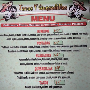 Tacos y quesadillas - Menu - Food Trucks Near Me - New York, New York Tacos y quesadillas - Menu - Food Trucks Near Me - New York, New York
