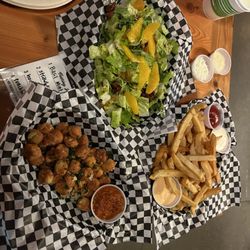 Bread and Circuses - Seasonal Salad, Garlic Fries and the awesome Gnocchi Tots!