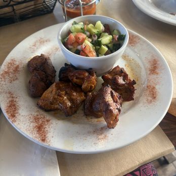 Oren's Hummus - Chicken skewer and Israeli salad - Mediterranean Near Me - Cupertino, California Oren's Hummus - Chicken skewer and Israeli salad - Mediterranean Near Me - Cupertino, California