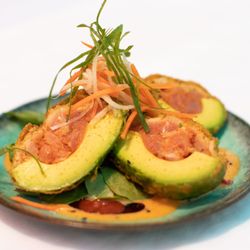 Howzit Eh - Avocado stuffed with ahi poke', yes please.