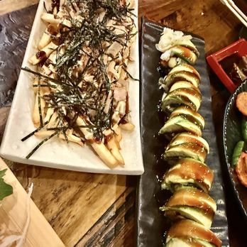 Maguro - Okonomiyaki fries & caterpillar roll - Sushi Bars Near Me - Brookline, Massachusetts