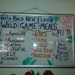 Bob's On Sheridan - Menu of exotic meat!