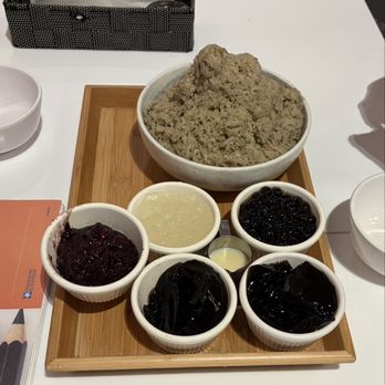 Ten Ren's Tea - Oolong Tea Shaved Ice with toppings, grass jelly, boba, red bean and I think jellies. A small container of condensed milk.? - Tea Rooms Near Me - Thornhill, Ontario Ten Ren's Tea - Oolong Tea Shaved Ice with toppings, grass jelly, boba, red bean and I think jellies. A small container of condensed milk.? - Tea Rooms Near Me - Thornhill, Ontario