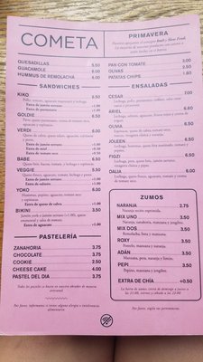 Menu photo 4 Cometa Barcelona, B Menu photo 4 Cometa Barcelona, B