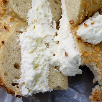 Broadway Bagel - Onion bagel with plain cream cheese. Couldn't even wait to take a bite. - Bagels Near Me - New York, New York Broadway Bagel - Onion bagel with plain cream cheese. Couldn't even wait to take a bite. - Bagels Near Me - New York, New York