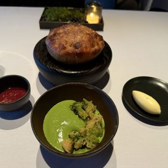 Canlis - Overly oily and salty bread. Miso jam did not really work. But the vegetable dip is amazing - New American Near Me - Seattle, Washington Canlis - Overly oily and salty bread. Miso jam did not really work. But the vegetable dip is amazing - New American Near Me - Seattle, Washington