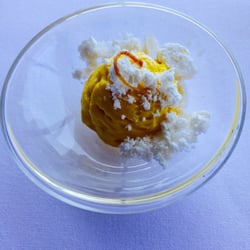 Berowra Waters Inn - Amuse-bouche of pumpkin and parmesan. Modern take on pumpkin soup.