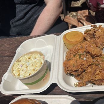 Ad Hoc & Addendum - Buttermilk Fried Chicken $22 with a side of Macaroni Salad $6 - New American Near Me - Yountville, California