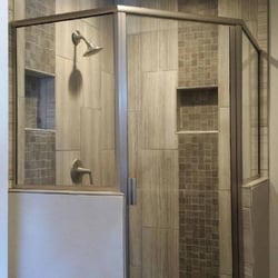 Sassman Glass & Mirror - Semi-frameless shower enclosure with 2 return panels.