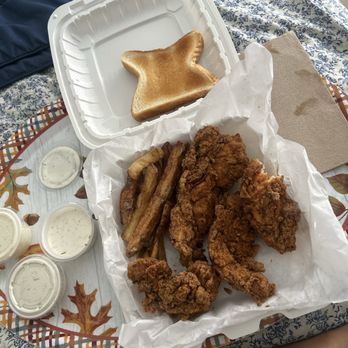 Strips N' Dips - 4 piece Juicy breaded tenders, homemade ranch. Homemade fries - Chicken Shop Near Me - Inglewood, California Strips N' Dips - 4 piece Juicy breaded tenders, homemade ranch. Homemade fries - Chicken Shop Near Me - Inglewood, California