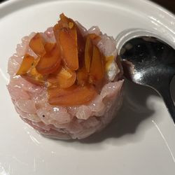 I Pesciolini - Amberjack tartare ricciola with bottarga eggs.