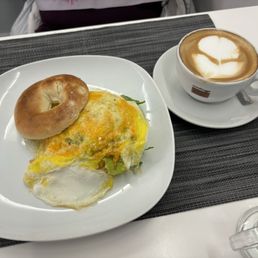Fried Egg Bagel and Americano Misto