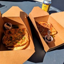 Cheese Shop 831 - Garlic grilled cheese and everything but the bagel grilled cheese