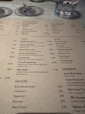 Menu photo 1 Gordon Ramsay Bar & Grill London, XGL