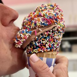Chocolate Soft Serve with Rainbow Sprinkles