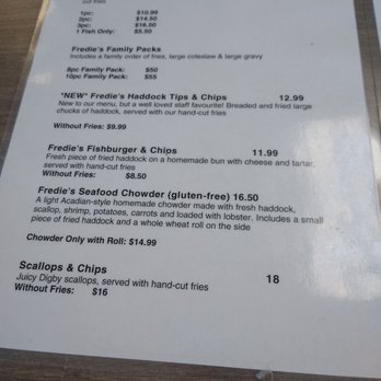 Fredie's Fantastic Fish House - Menu - Fish & Chips Near Me - Halifax, Nova Scotia Fredie's Fantastic Fish House - Menu - Fish & Chips Near Me - Halifax, Nova Scotia
