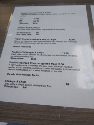 Menu photo 3 Fredie's Fantastic Fish House Halifax, NS Menu photo 3 Fredie's Fantastic Fish House Halifax, NS