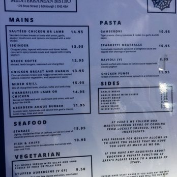 Zara's Mediterranean Bistro - Other part of menu - Mediterranean Near Me - Edinburgh, EDH Zara's Mediterranean Bistro - Other part of menu - Mediterranean Near Me - Edinburgh, EDH