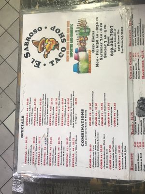 Menu photo 3 El Sabroso Taco Shop San Diego, CA Menu photo 3 El Sabroso Taco Shop San Diego, CA