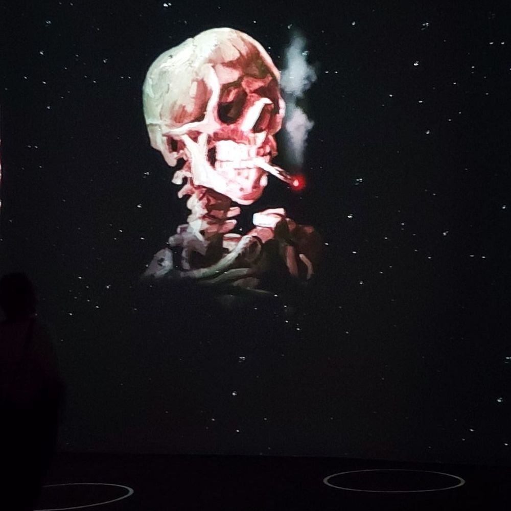 Immersive Van Gogh Exhibit - Skull with cigarette - Art Museums Near Me - Cleveland, Ohio