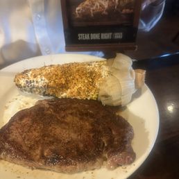 Fire grilled corn looks just like picture and rib eye steak