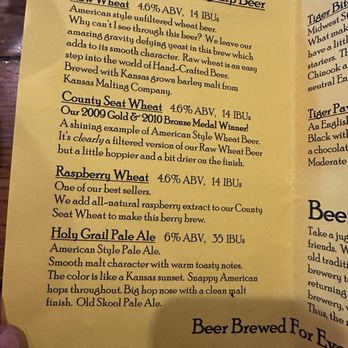 Blind Tiger Brewery & Restaurant - Beer menu - Pubs Near Me - Topeka, Kansas