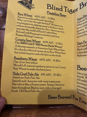 Menu photo 7 Blind Tiger Brewery & Restaurant Topeka, KS