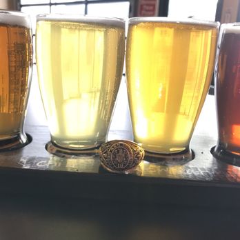 Freedom's Edge Brewing Company - Aggie ring made it all the way to Cheyenne for some AWESOME beers!  L-R: Fest Bier-High Noon Chili Ale-El Hefe- Blood Orange - Breweries Near Me - Cheyenne, Wyoming