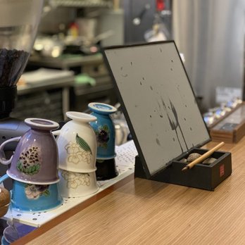 Ogawa Coffee - Painting tools at the bar!! Ogawa Coffee, Boston, Mass. - Coffee & Tea Near Me - Boston, Massachusetts