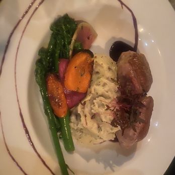 Over The Moon Cafe - Duck Breast with whipped potatoes and veggies. - New American Near Me - Tacoma, Washington Over The Moon Cafe - Duck Breast with whipped potatoes and veggies. - New American Near Me - Tacoma, Washington