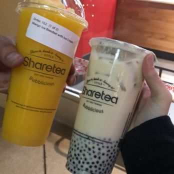 Sharetea - classic milk tea with mini pearls & mango ice blended with ice cream - Bubble Tea Near Me - Lakewood, Colorado Sharetea - classic milk tea with mini pearls & mango ice blended with ice cream - Bubble Tea Near Me - Lakewood, Colorado