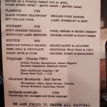 Craft Brew & Co - Menu for the sausages. Kind of confusing to read. - Bars Near Me - Hong Kong, HK Craft Brew & Co - Menu for the sausages. Kind of confusing to read. - Bars Near Me - Hong Kong, HK