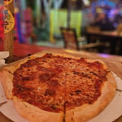 Tony's Pizzaria - Surprisingly light and very delicious!!   1/2 pepperoni  1/2 cheese pizza