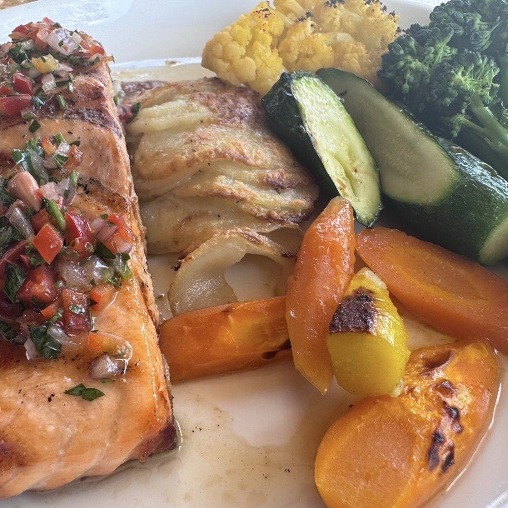 Elia - Grilled salmon and veggies - Italian Near Me - Miami, Florida Elia - Grilled salmon and veggies - Italian Near Me - Miami, Florida