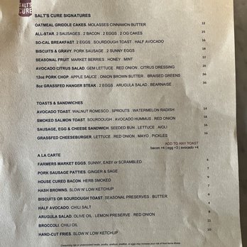 Salt's Cure - Brunch menu - Breakfast & Brunch Near Me - Los Angeles, California Salt's Cure - Brunch menu - Breakfast & Brunch Near Me - Los Angeles, California