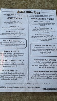 Menu photo 1 Ye Olde Pub Troutdale, OR