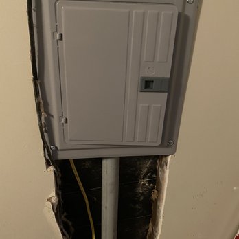 Spark Masters - Electrical sub panel in garage - Prior to patching and painting. - Electricians Near Me - Pasadena, California