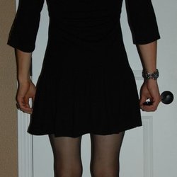 Duman's Custom Tailor - Back of black mini dress waist altered at Duman's