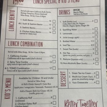 Tomo Sushi - Lunch menu - Sushi Bars Near Me - Flower Mound, Texas Tomo Sushi - Lunch menu - Sushi Bars Near Me - Flower Mound, Texas