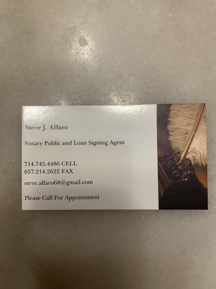 STEVE J ALFARO MOBILE NOTARY Rialto, California Notaries Phone Number Yelp