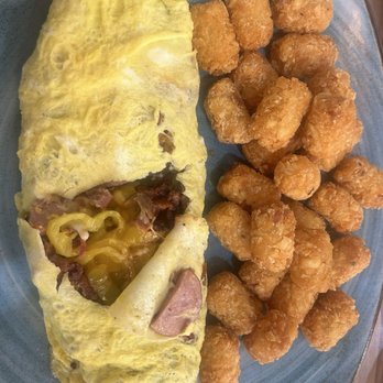 Sunnys Breakfast Lunch - BASS OMELETTE plus mild Peppers , tator tots - Breakfast & Brunch Near Me - Shelby Twp, Michigan