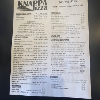 Knappa Pizza and Bar - the menu for knappa pizza - Pizza Near Me - Astoria, Oregon Knappa Pizza and Bar - the menu for knappa pizza - Pizza Near Me - Astoria, Oregon