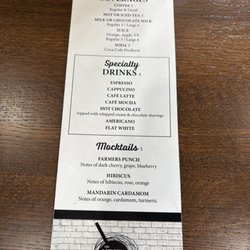 The Nest Egg Cafe - Drink menu