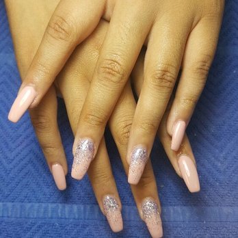 Beauty Nails - Nails done by Angie. Ombre gel painted in nude and glitter. - Nail Salons Near Me - Winchester, Virginia Beauty Nails - Nails done by Angie. Ombre gel painted in nude and glitter. - Nail Salons Near Me - Winchester, Virginia