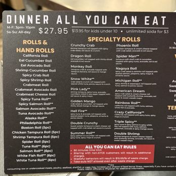 Nagoya - All you can eat menu - Steakhouses Near Me - Grand Rapids, Michigan