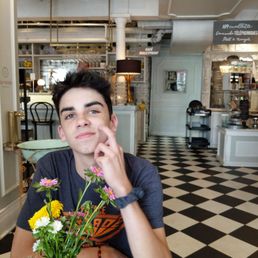 One of the spawn drinking a smoothie