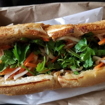 Ba Xuyen - $5.50 - Bánh mì thit nuong - grilled pork bánh mì top view - Vietnamese Near Me - Brooklyn, New York Ba Xuyen - $5.50 - Bánh mì thit nuong - grilled pork bánh mì top view - Vietnamese Near Me - Brooklyn, New York