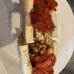 J Paul B Catering @ Woodies Luncheonette - Chicken cheesesteak with onions and sauce